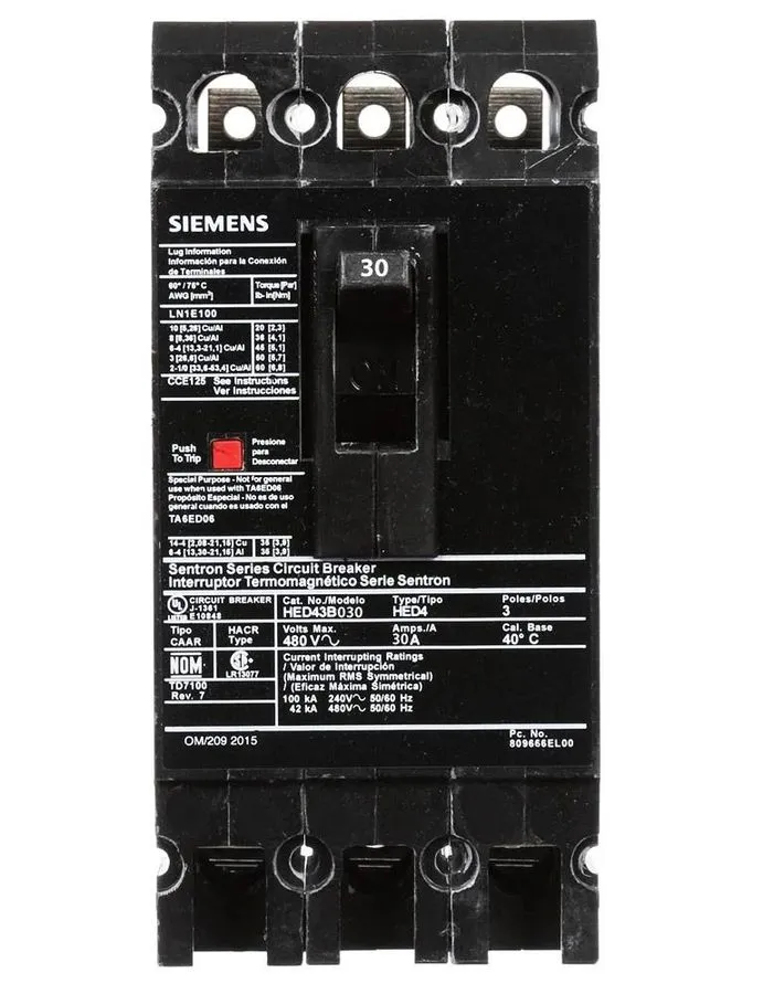 Автоматический выключатель Siemens HED43B030 Sentron Series Circuit Breaker 30A