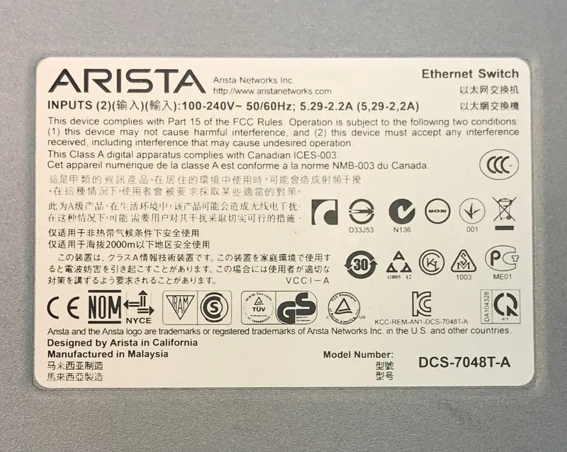 Коммутатор Arista DCS-7048T-A 48-Port 1GbE RJ-45 + 4x 10GB SFP+ Ethernet Switch — фото лота 4