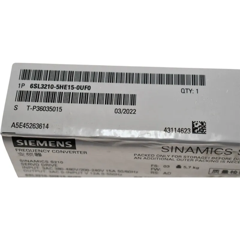 Сервопривод Siemens 6SL3210-5HE15-0UF0 SINAMICS S210 Servo Drive 5kW 200-480V 3P