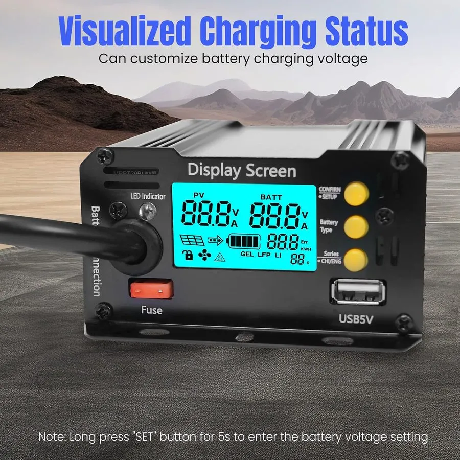 Аккумулятор 400W Boost MPPT Solar Charge Controller LCD Solar Panel Regulator LC — фото лота 1