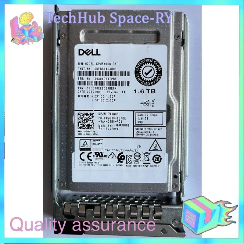 SSD-накопитель Dell D7KJJ 1.6TB SAS 12Gbps SSD Write Intensive WI 2.5 Inch Kioxi