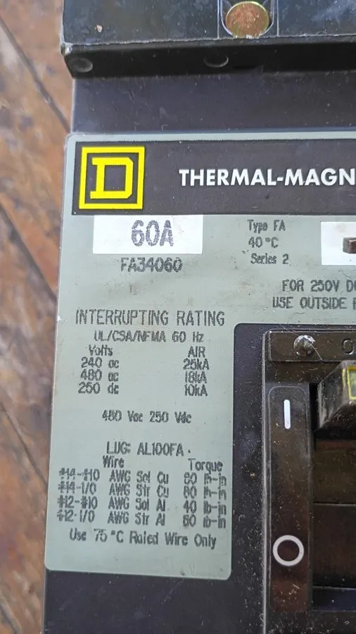 Автоматический выключатель Square D 60 Amp I-Line Circuit Breaker 3-Pole 480V AC