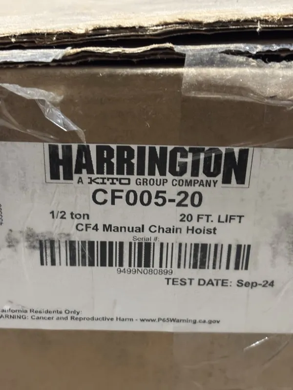 Таль Harrington Cf005-20 Manual Chain Hoist, 1000 Lb., Lift 20 Ft — фото лота 1