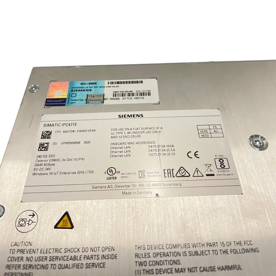 Промышленный компьютер Siemens SIMATIC IPC 477E 15" Multitouch Panel 6AV7241-1WA