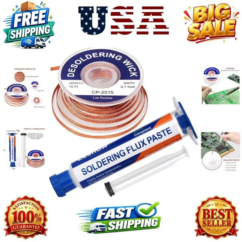Паяльное оборудование Solder Flux Paste And Solder Wick Braid, No Clean Solderin