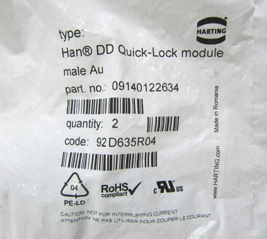 Разъём Harting 09140122634 Han DD Male Quick-Lock Module Connector Plug 2