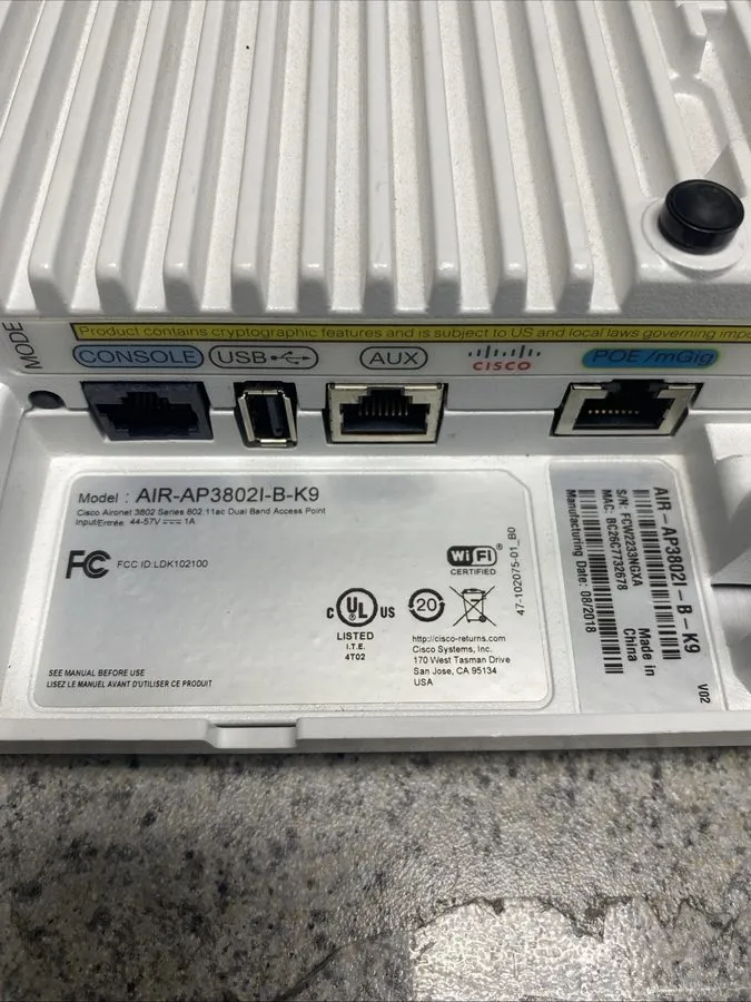 Точка доступа Wi-Fi Cisco Aironet 3802I (AIR-AP3802I-B-K9) POE Wireless Access P — фото лота 2