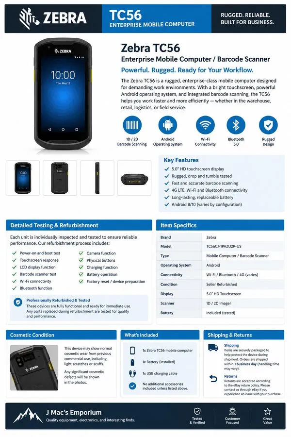 Терминал сбора данных Zebra TC22 Wireless Inventory Handheld, Android 14, 2D/1D/