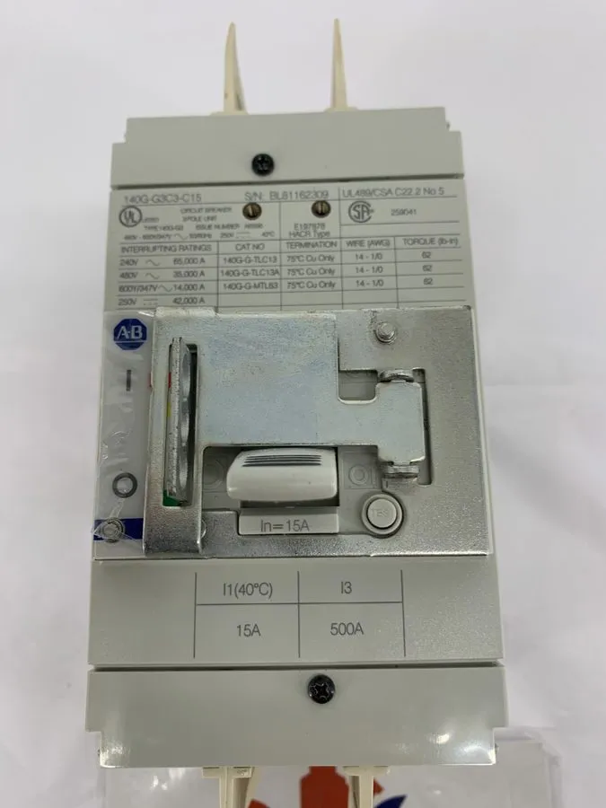 Автоматический выключатель Allen-Bradley 140G-G3C3-C15 15A 3 Pole Circuit Breake — фото лота 1