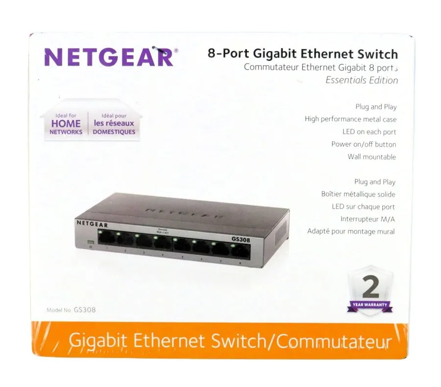 Коммутатор NETGEAR GS308 8-Port Gigabit Ethernet Unmanaged Switch Desktop Wall M