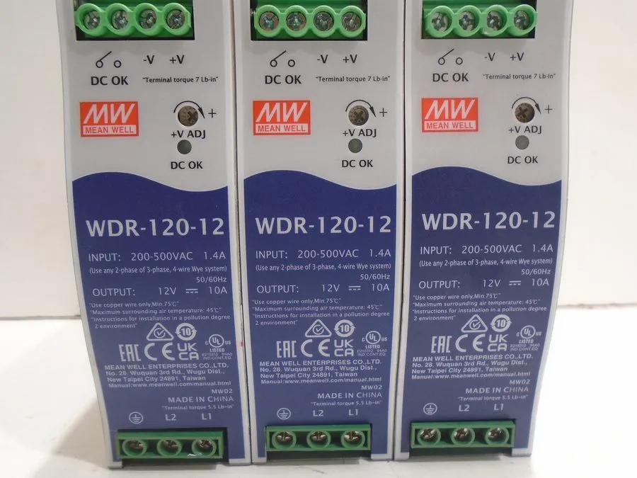 Блок питания MEAN WELL WDR-120-12 POWER SUPPLY 12V 10A 200-500VAC DIN RAIL MOUNT