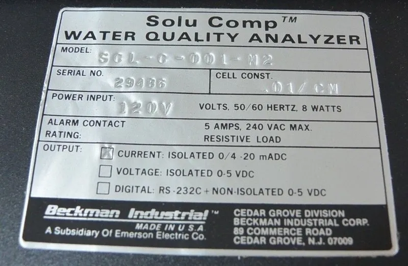 Трубопроводная арматура Rosemount Analytical Beckman Solu Comp Water Quality Ana — фото лота 2