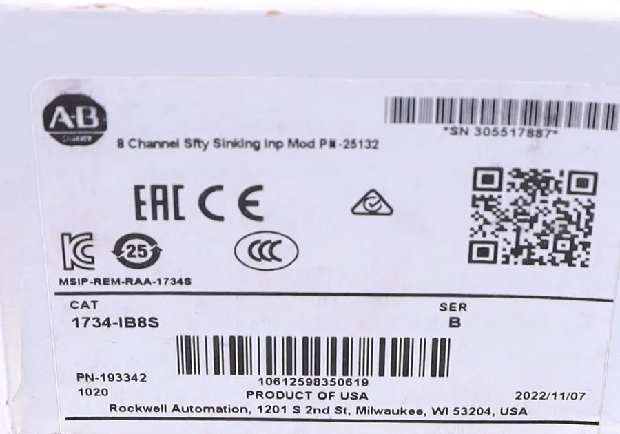 Модуль ввода-вывода ALLEN-BRADLEY 1734-IB8S 193342 POINT I/O Guard ! !