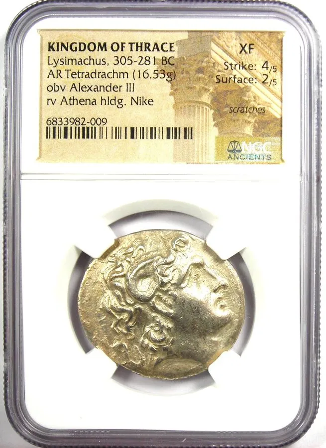 Лабораторный прибор Thrace Lysimachus AR Tetradrachm Lysimachos Coin 305-281 BC 