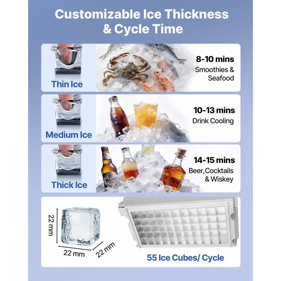 Льдогенератор VEVOR Commercial Ice Maker 100 lbs/24h Ice Machine 16-30 lbs Stora — фото лота 3