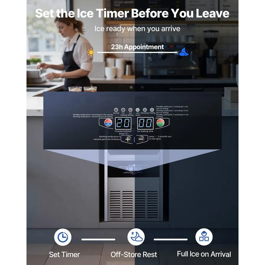 Льдогенератор VEVOR Commercial Ice Maker 100 lbs/24h Ice Machine 16-30 lbs Stora — фото лота 4