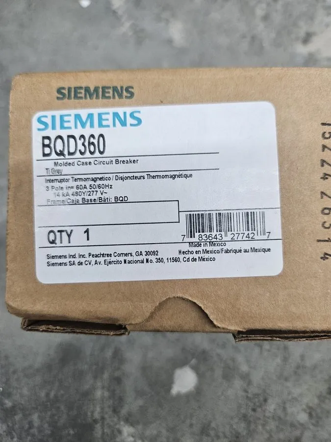 Автоматический выключатель Siemens BQD360 60A, 480V AC Molded Case Circuit Break