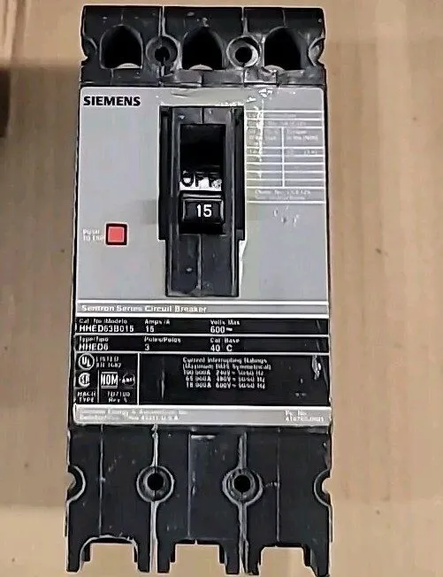 Автоматический выключатель SIEMENS HHED63B015 15AMP 3-P 600V SENTRON Circuit Bre