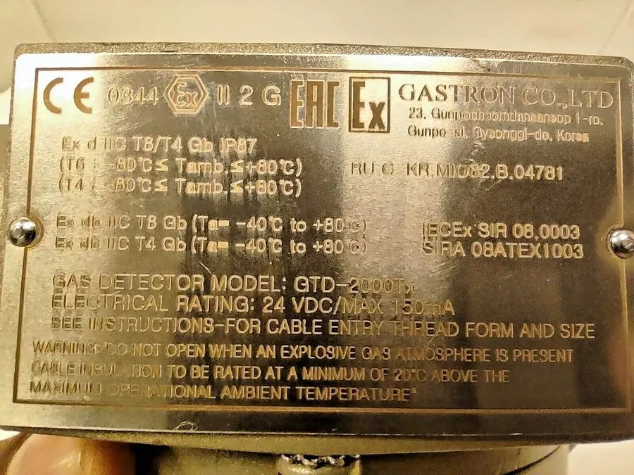 Газоанализатор Gastron GTD-2000Tx Explosion Proof Type Diffusion VOC Gas Detecto — фото лота 2