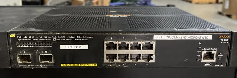 Коммутатор HP ARUBA 2930F JL258A 8 PORTS POE+ MANAGED SWITCH 2 PORTS 10GBE SFP