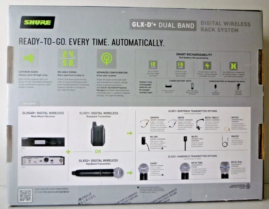 Радиосистема Shure GLXD24R+/SM58 Digital Wireless Microphone Rack System, Z3 2.4 — фото лота 2