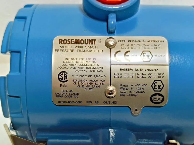 Датчик давления Rosemount 2088 G1S22A1K6Q4 SMART Pressure Transmitter 0 to 1500  — фото лота 1