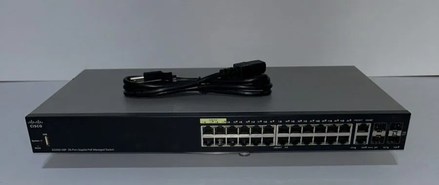 Коммутатор Cisco SG350-28P-K9 28-Port Gigabit PoE Managed Switch — фото лота 1