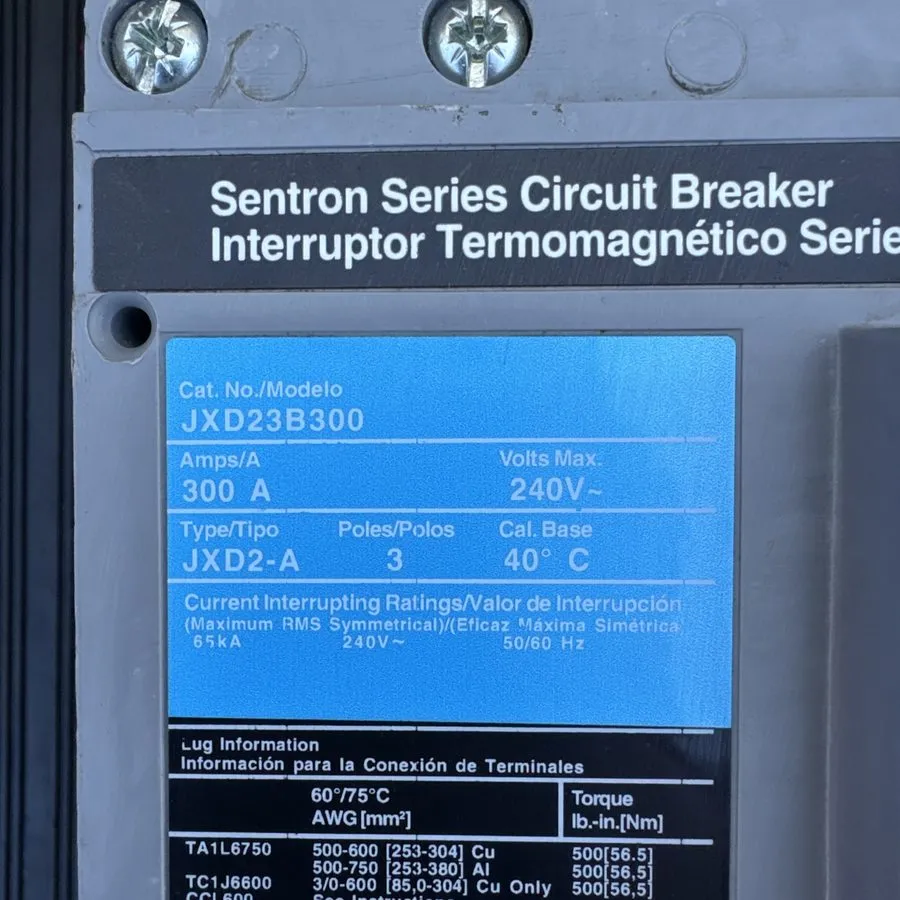 Автоматический выключатель SIEMENS SENTRON JXD2-A CIRCUIT BREAKER JXD23B400 400A