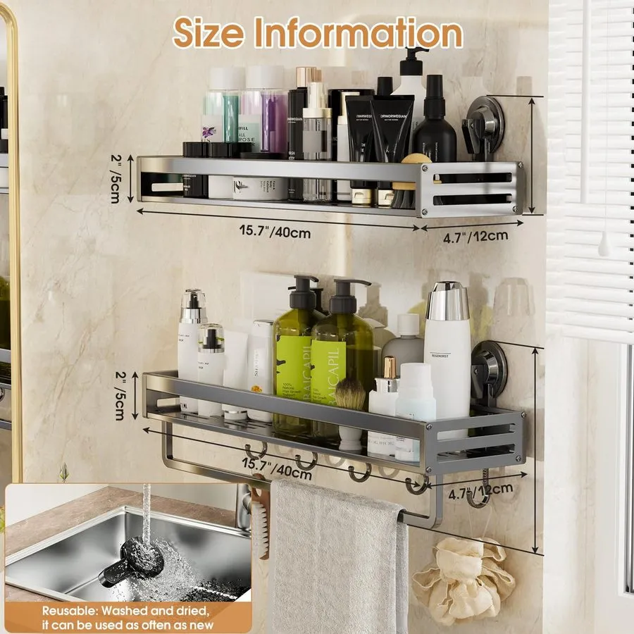 Вакуумная присоска Suction Cup Shower Caddy, 15.7inch Extended Version, with 5 H — фото лота 1