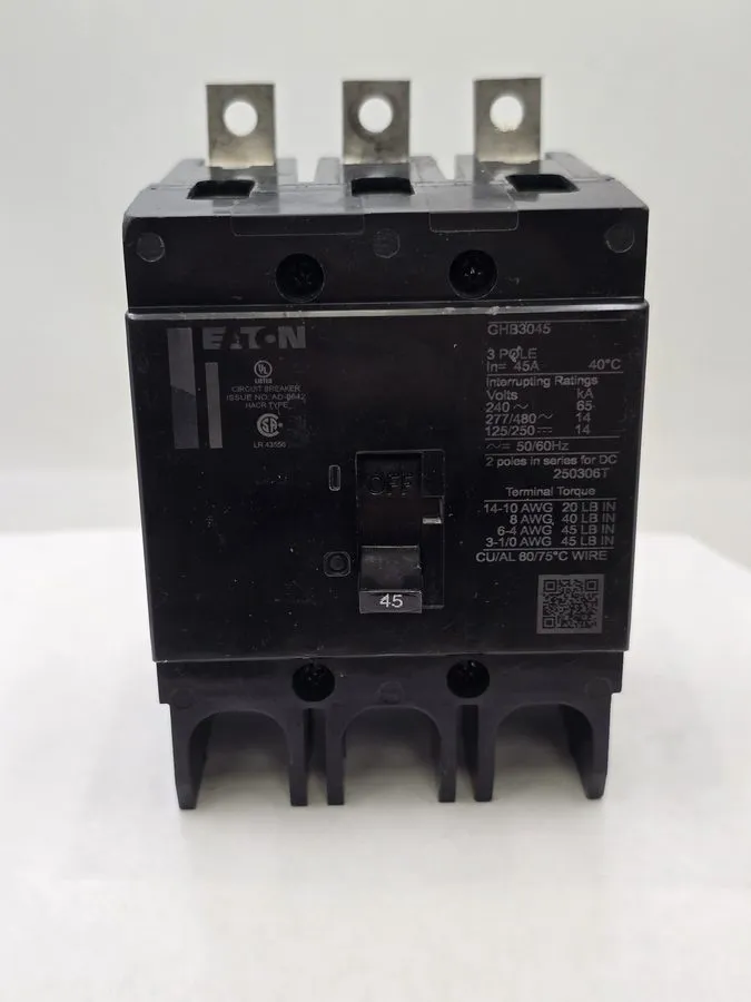 Автоматический выключатель Eaton GHB3045 45 Amp 277/480V 3 Pole GHB Bolt On Circ