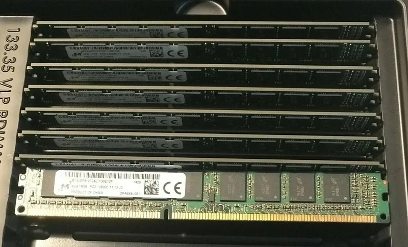 Модуль памяти 8Gb(2x4GB) 1Rx8 PC3-12800E Micron Server Memory RAM ECC Unbuffered