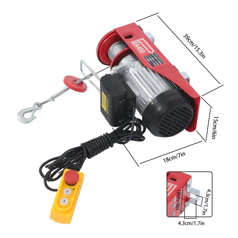 Таль 2200lbs Mini Electric Hoist 14ft/4.2m Wired Remote Control 1600W Crane Winc