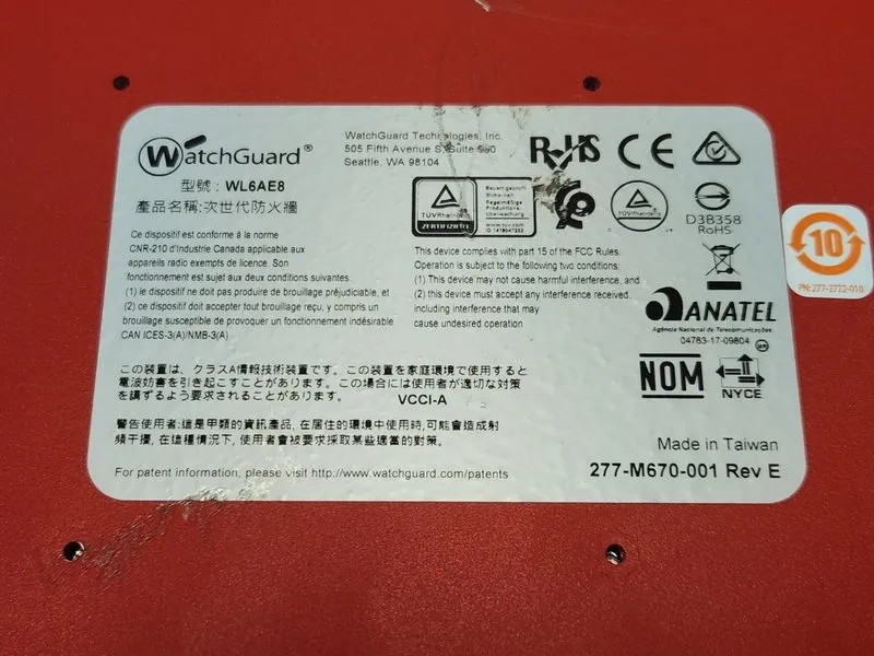 Межсетевой экран WatchGuard Firebox M370 WL6AE8 8-Port Network Security Applianc — фото лота 4