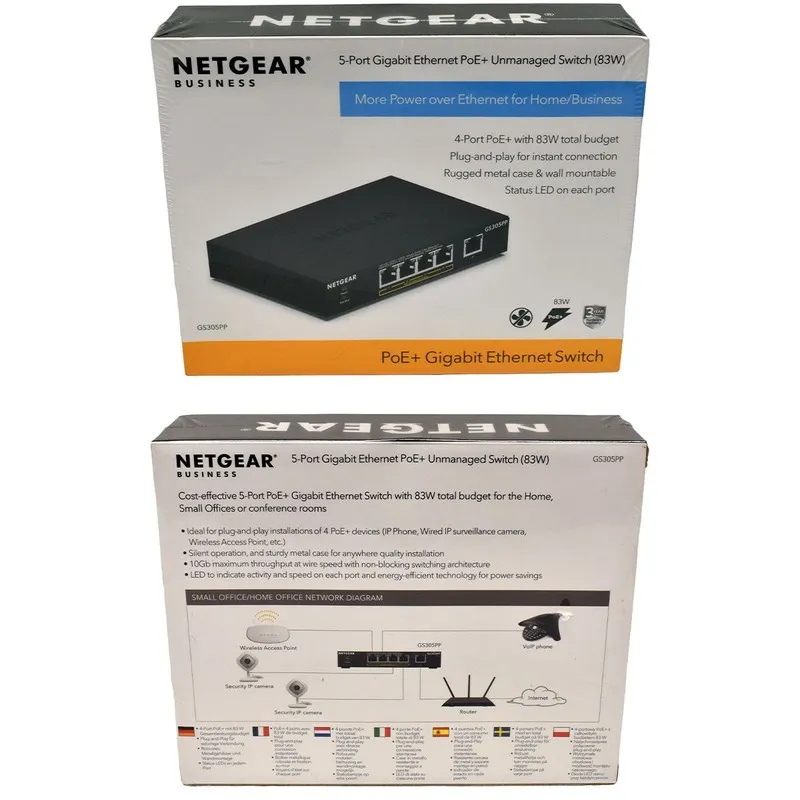 Коммутатор Netgear 83W GS305PP 5-Port Gigabit Ethernet PoE+ Unmanaged Switch