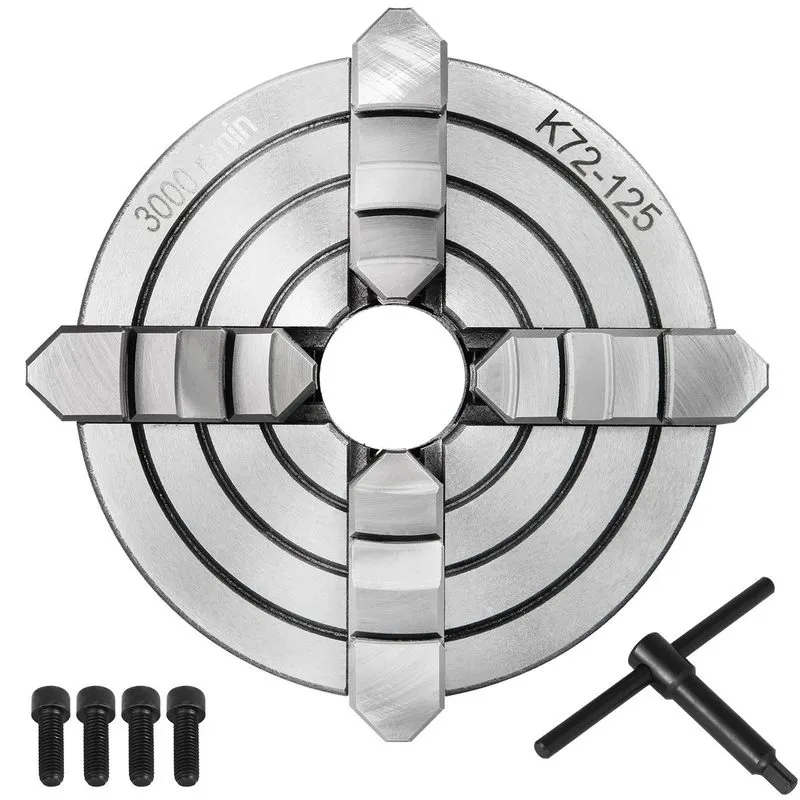 Режущий инструмент K72-125 Lathe Chuck 5-inch Four-Jaw Independent Reversible Me — фото лота 1