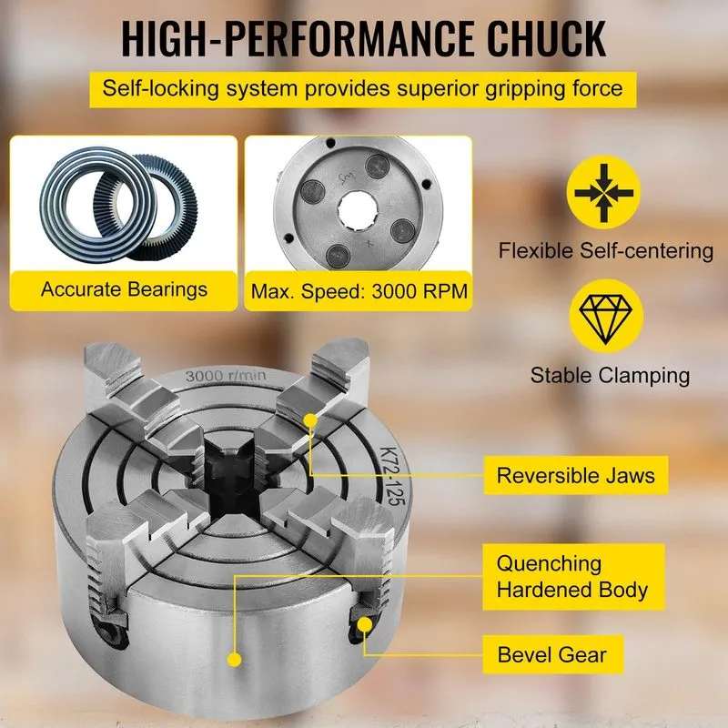 Режущий инструмент K72-125 Lathe Chuck 5-inch Four-Jaw Independent Reversible Me — фото лота 4