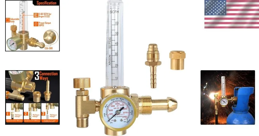 Расходомер Argon/CO2 Mig Tig Flow Meter Gauge Welding Weld, CGA580 Inlet Gas Reg