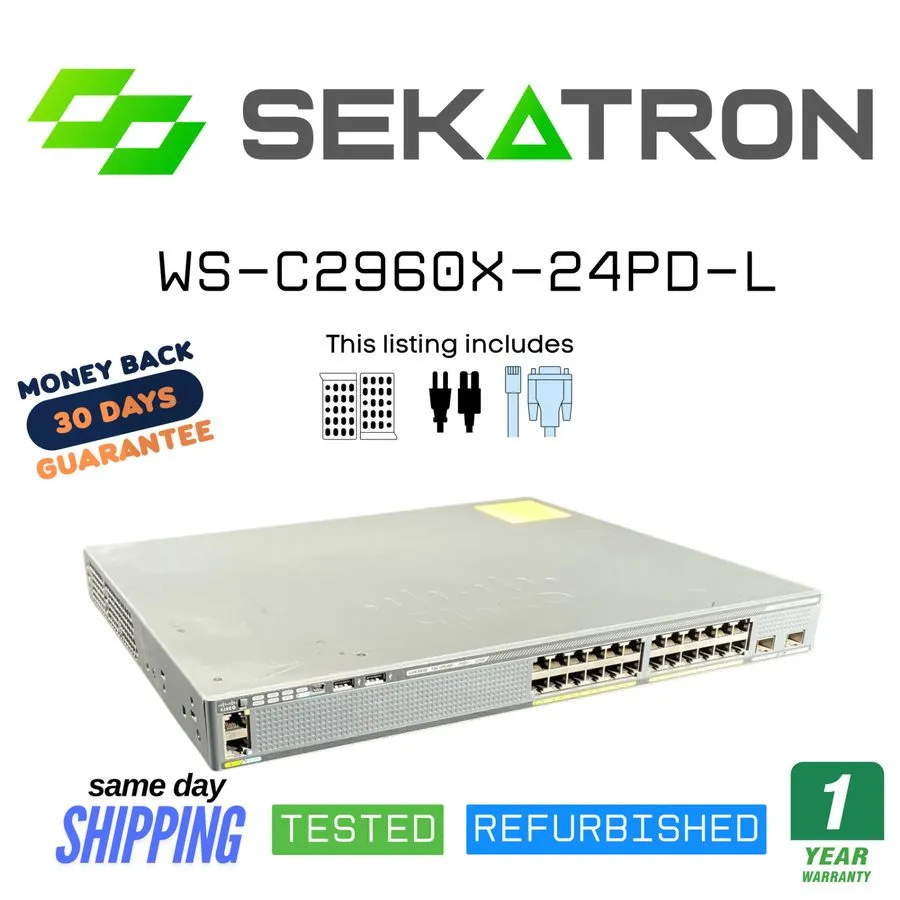 Коммутатор Cisco 2960-X Series 24 Port 370W PoE+ Switch, WS-C2960X-24PD-L