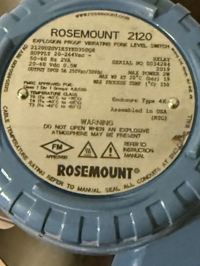 Датчик уровня Rosemount 2120 D1DV1E5YE0180 Explosion Proof Vibrating Level Fork — фото лота 1