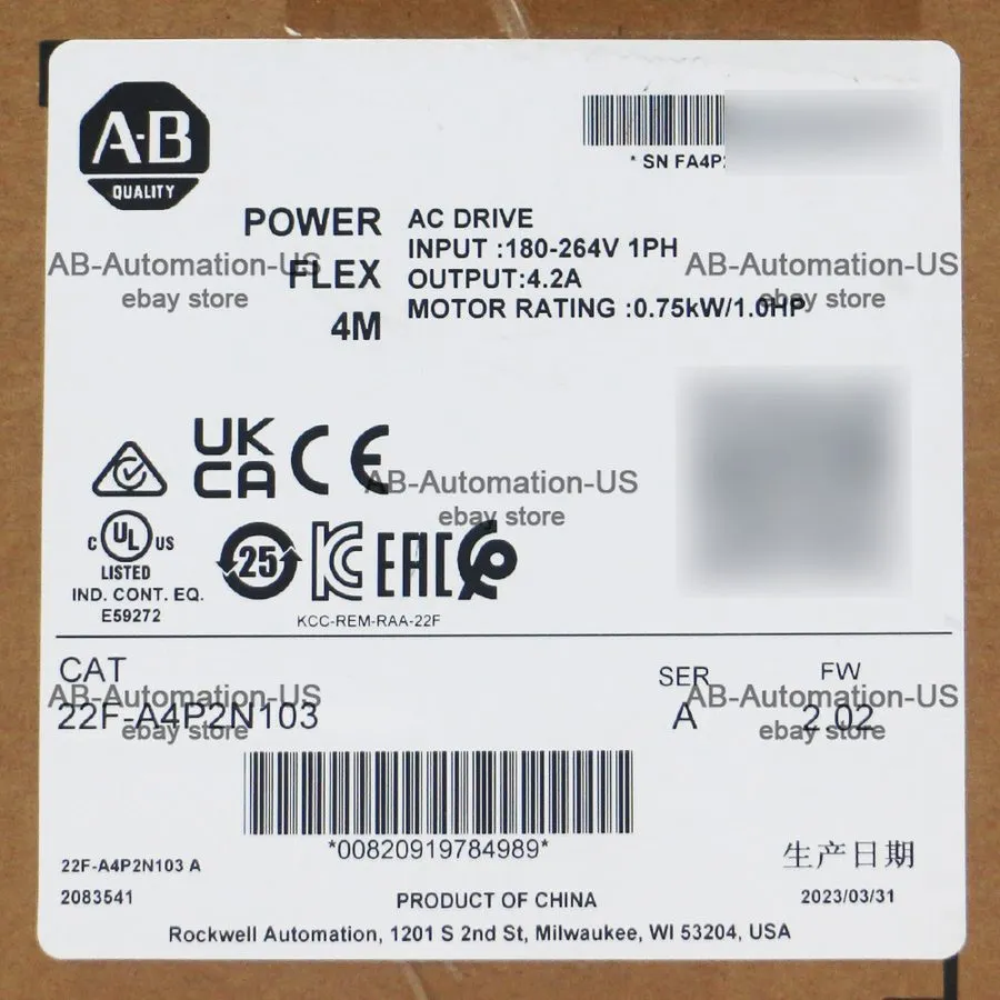 Частотный преобразователь Allen Bradley 22F-A4P2N103 PowerFlex 4M AC Drive 0.75