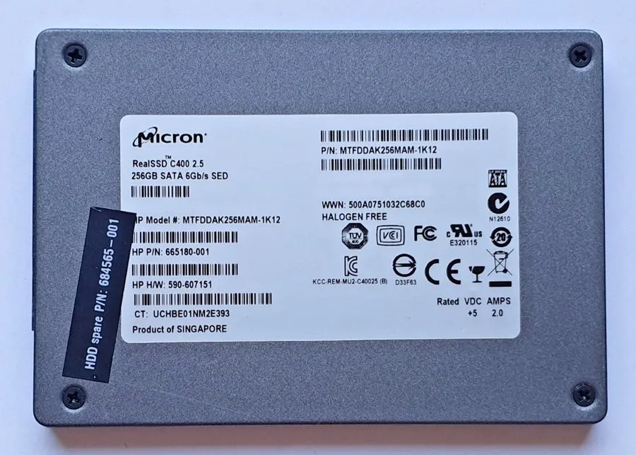 256GB SATA Micron C400 Slim MTFDDAK256MAM-1K12 RealSSD SED 2D-NAND MLC 2.5"