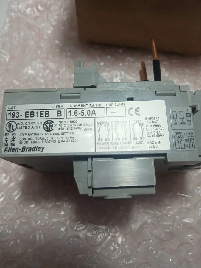 Реле защиты Open Pre-owned Allen Bradley 193-EA1EB /B Motor Protection Overload  — фото лота 2