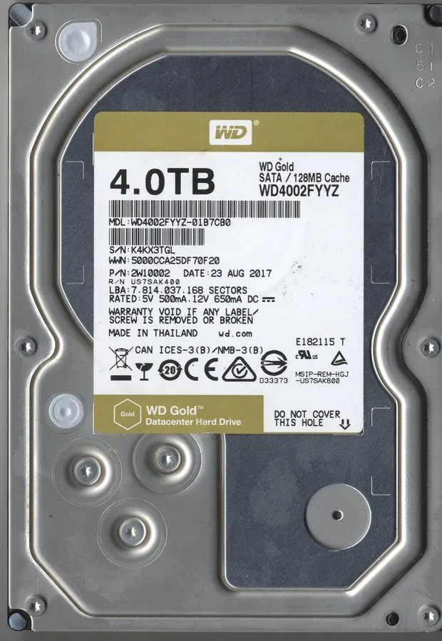 Жёсткий диск WD Western Digital Gold Enterprise WD4002FYYZ 4TB 3.5" SATA HDD 7.2