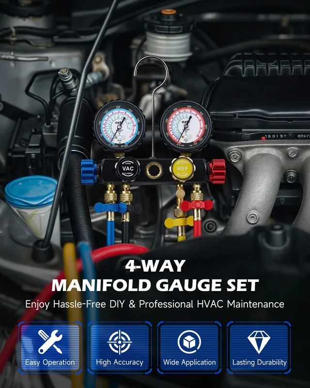 Насос 4.5CFM Vacuum Pump HVAC Manifold Gauge Set w/ Leak Detector