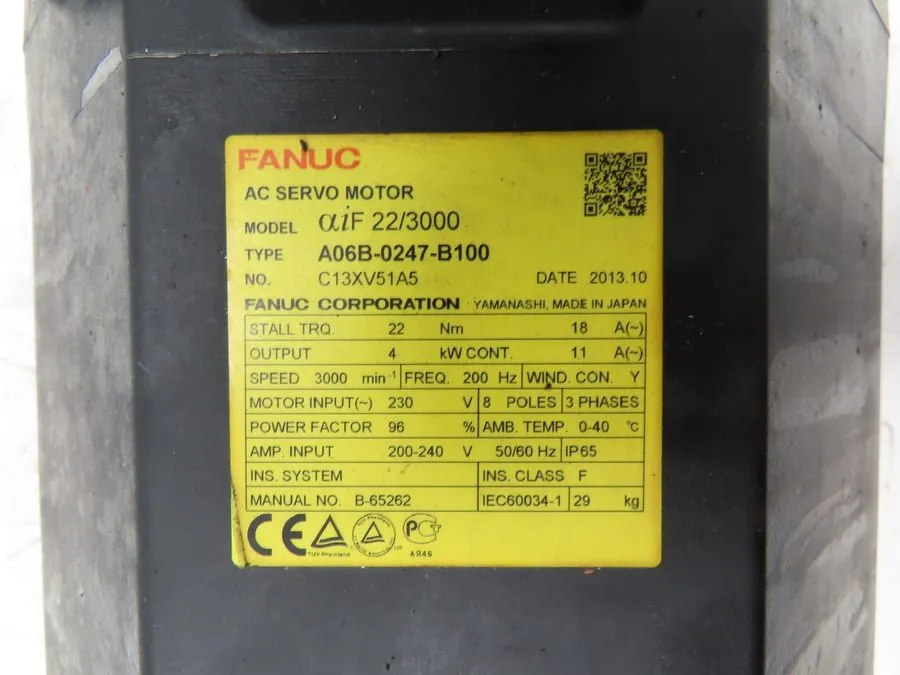 Серводвигатель FANUC A06B-0247-B100 4kW 3000RPM 230V 200Hz AC Servo Motor