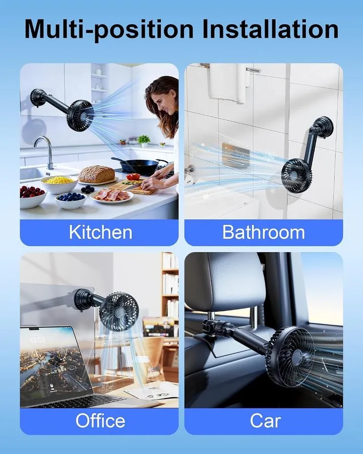 Анализатор цепей 5000mAh Rechargeable Suction Cup Fan