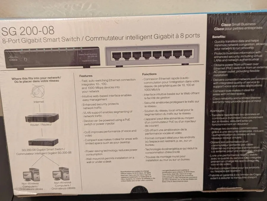 Коммутатор Cisco Small Business 8 Port Gigabit Smart Switch SG200-08