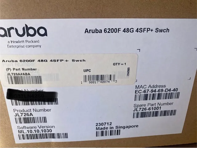 Коммутатор JL726A HPE Aruba 6200F 48G 4SFP+ 52-Ports L3 Managed Switch