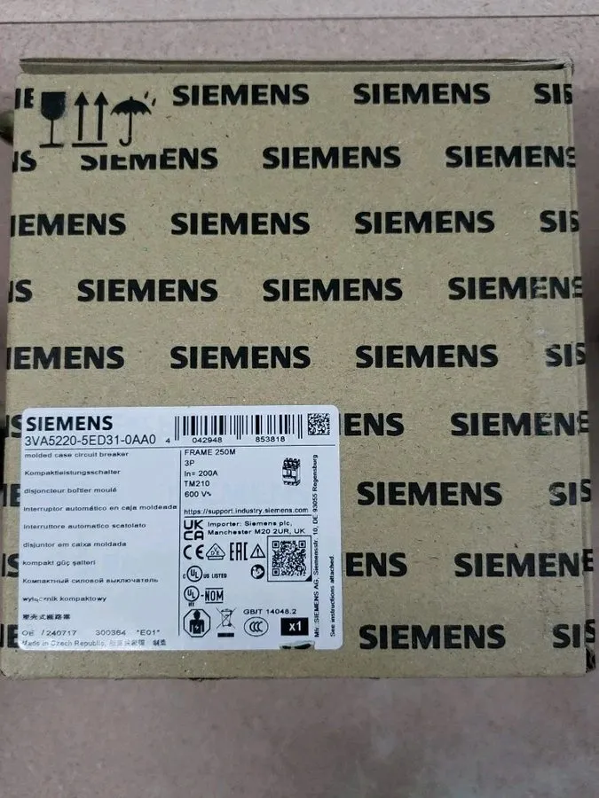 Автоматический выключатель SIEMENS 3VA5220-5ED31-0AA0 200A 3-Pole Circuit Breake
