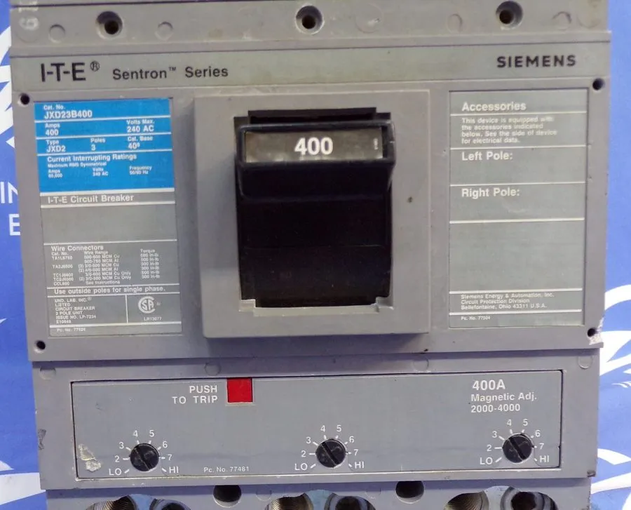 Автоматический выключатель ITE/SIEMENS SENTRON SERIES CIRCUIT BREAKER JXD23B400